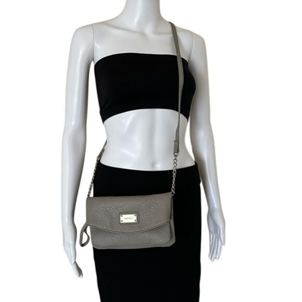 Nine West‎ Tunnel Pebbled Grey Crossbody Shoulder bag Purse